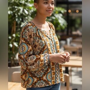 Liverpool Los Angeles Women’s Long Sleeve Button Front Woven Blouse Size 2X